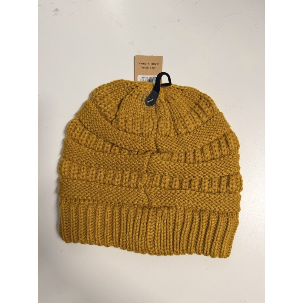 C.C Beanie Cap New Mustard HAT -20A Soft Stretch Cable Knit Skully Stocking Hat - Picture 2 of 3